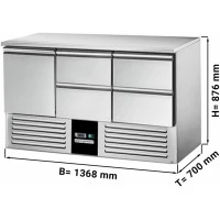 Саладетта / Холодильний стіл PREMIUM - 1,37 x 0,7 m - 1 двері та 4 шухляди 1/2 GGM Gastro