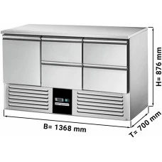 Саладетта / Холодильний стіл PREMIUM - 1,37 x 0,7 m - 1 двері та 4 шухляди 1/2 GGM Gastro