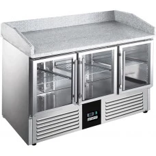 Холодильний стіл для піци PREMIUM - 1,4 x 0,7 m - 3 скляних дверей GGM Gastro