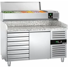 Холодильний стіл для піци PREMIUM - 1,5 x 0,8 m - 1 двері та 7 шухляд GGM Gastro