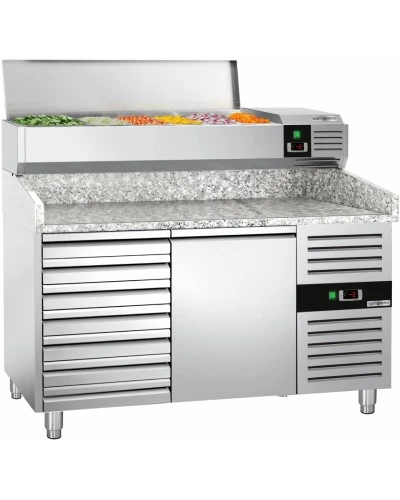 Холодильний стіл для піци PREMIUM - 1,5 x 0,8 m - 1 двері та 7 шухляд GGM Gastro
