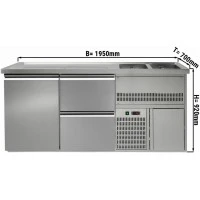 Холодильний стіл для пива 1,95 x 0,7 м - 1 дверцята, 2 шухляди 1/2 GGM Gastro
