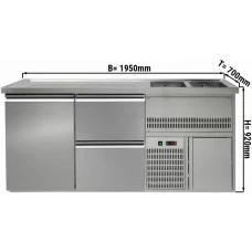 Холодильний стіл для пива 1,95 x 0,7 м - 1 дверцята, 2 шухляди 1/2 GGM Gastro