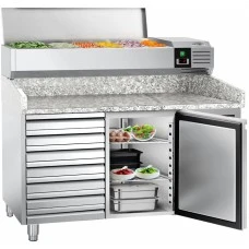 Холодильний стіл для піци PREMIUM - 1,5 x 0,8 m - 1 двері та 7 шухляд GGM Gastro