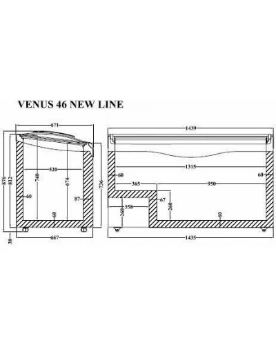 VENUS NL 46 (434л) Морозильна скриня з гнутим розсувним стеклом CRYSTAL S. A. Греція