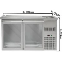 Холодильний стіл для пива 1,5 x 0,7 м - з 2 скляними дверима GGM Gastro