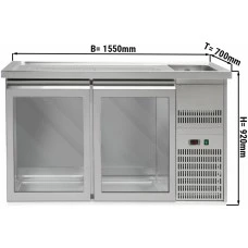 Холодильний стіл для пива 1,5 x 0,7 м - з 2 скляними дверима GGM Gastro