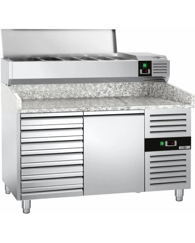 Холодильний стіл для піци PREMIUM - 1,5 x 0,8 m - 1 двері та 7 шухляд GGM Gastro