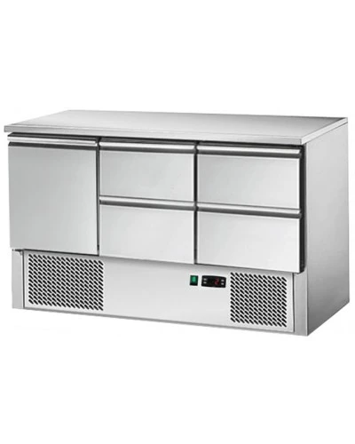 Саладетта / Холодильний стіл PREMIUM - 1,37 x 0,7 m - 1 двері та 4 шухляди 1/2 GGM Gastro