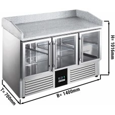 Холодильний стіл для піци PREMIUM - 1,4 x 0,7 m - 3 скляних дверей GGM Gastro