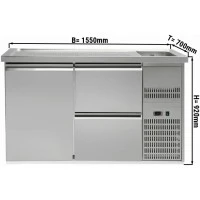 Холодильний стіл для пива 1,5 x 0,7 м - 1 дверцята, 2 шухляди 1/2 GGM Gastro