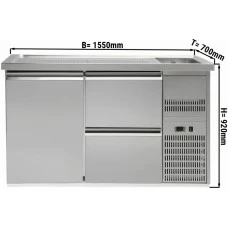 Холодильний стіл для пива 1,5 x 0,7 м - 1 дверцята, 2 шухляди 1/2 GGM Gastro