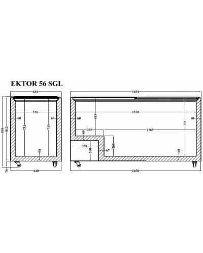 EKTOR 56 SGL (535л) Морозильна скриня з прямим склом CRYSTAL S.A. Греція