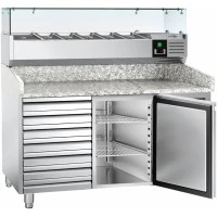 Холодильний стіл для піци PREMIUM - 1,5 x 0,8 m - 1 двері та 7 шухляд GGM Gastro