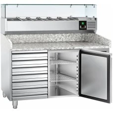 Холодильний стіл для піци PREMIUM - 1,5 x 0,8 m - 1 двері та 7 шухляд GGM Gastro