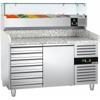 Холодильний стіл для піци PREMIUM - 1,5 x 0,8 m - 1 двері та 7 шухляд GGM Gastro