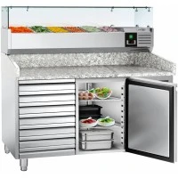 Холодильний стіл для піци PREMIUM - 1,5 x 0,8 m - 1 двері та 7 шухляд GGM Gastro