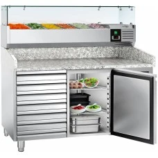 Холодильний стіл для піци PREMIUM - 1,5 x 0,8 m - 1 двері та 7 шухляд GGM Gastro