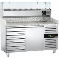 Холодильний стіл для піци PREMIUM - 1,5 x 0,8 m - 1 двері та 7 шухляд GGM Gastro