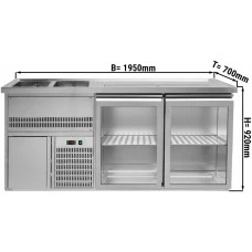 Холодильний стіл для пива 1,95 x 0,7 м - з 2 скляними дверима GGM Gastro