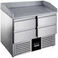 Холодильний стіл для піци - 0,9 x 0,7 m - з 4 шухляди та Granitplatte GGM Gastro