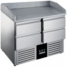 Холодильний стіл для піци - 0,9 x 0,7 m - з 4 шухляди та Granitplatte GGM Gastro