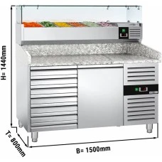 Холодильний стіл для піци PREMIUM - 1,5 x 0,8 m - 1 двері та 7 шухляд GGM Gastro