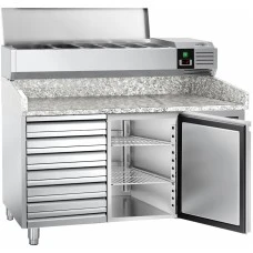 Холодильний стіл для піци PREMIUM - 1,5 x 0,8 m - 1 двері та 7 шухляд GGM Gastro