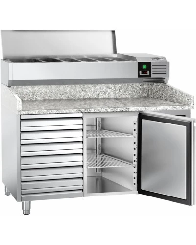 Холодильний стіл для піци PREMIUM - 1,5 x 0,8 m - 1 двері та 7 шухляд GGM Gastro