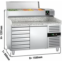 Холодильний стіл для піци PREMIUM - 1,5 x 0,8 m - 1 двері та 7 шухляд GGM Gastro