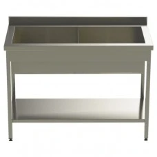 Ванна мийна 2-секційна ВСП-2, ст. 304, глибина 700 мм, раковина 450 мм, з полицею
