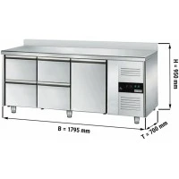 Холодильний стіл ECO - 1,8 x 0,7 m - 1 двері та 4 шухляди 1/2 GGM Gastro