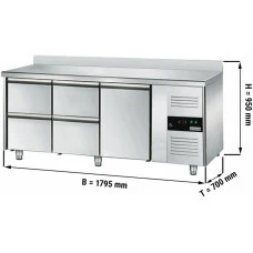 Холодильний стіл ECO - 1,8 x 0,7 m - 1 двері та 4 шухляди 1/2 GGM Gastro