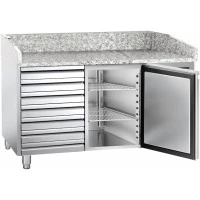 Холодильний стіл для піци PREMIUM - 1,5 x 0,8 m - 1 двері та 7 шухляд GGM Gastro