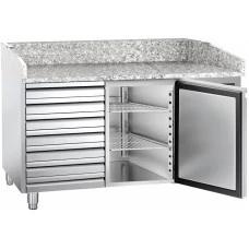 Холодильний стіл для піци PREMIUM - 1,5 x 0,8 m - 1 двері та 7 шухляд GGM Gastro