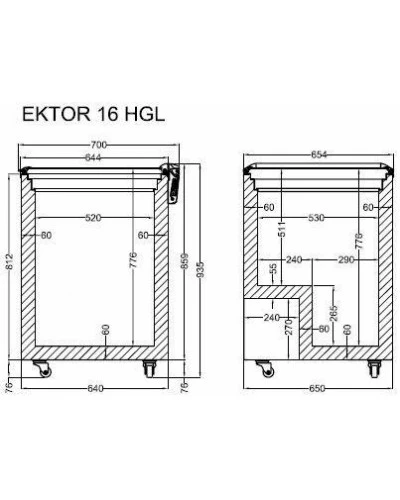 EKTOR 16 HGL (181л) Морозильна скриня з відкидним прямим склом CRYSTAL S.A. Греція