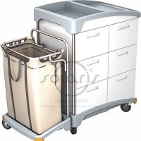 TSH-0007 - Візок готельний з висувними ящиками і мішком для білизни