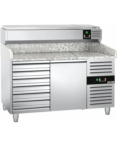 Холодильний стіл для піци PREMIUM - 1,5 x 0,8 m - 1 двері та 7 шухляд GGM Gastro