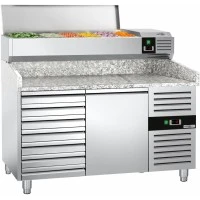 Холодильний стіл для піци PREMIUM - 1,5 x 0,8 m - 1 двері та 7 шухляд GGM Gastro