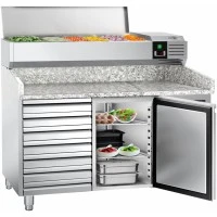 Холодильний стіл для піци PREMIUM - 1,5 x 0,8 m - 1 двері та 7 шухляд GGM Gastro