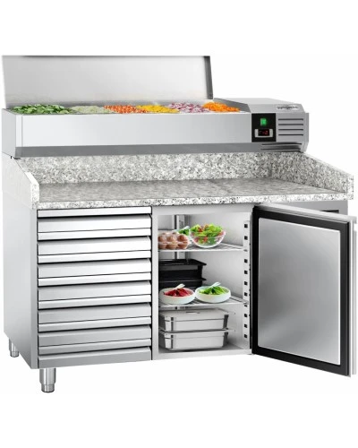 Холодильний стіл для піци PREMIUM - 1,5 x 0,8 m - 1 двері та 7 шухляд GGM Gastro