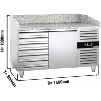 Холодильний стіл для піци PREMIUM - 1,5 x 0,8 m - 1 двері та 7 шухляд GGM Gastro
