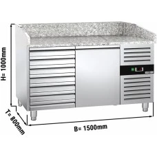 Холодильний стіл для піци PREMIUM - 1,5 x 0,8 m - 1 двері та 7 шухляд GGM Gastro