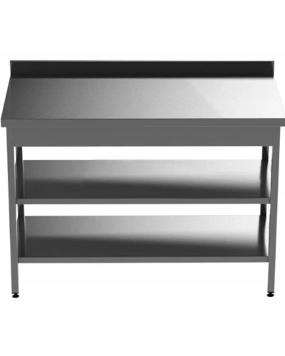 Стіл кухонний виробничий ЕКОНОМ СП2П, ст.201, глибина 700 мм, дві полиці