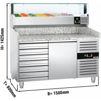 Холодильний стіл для піци PREMIUM - 1,5 x 0,8 m - 1 двері та 7 шухляд GGM Gastro