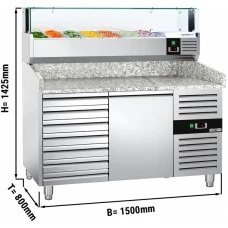 Холодильний стіл для піци PREMIUM - 1,5 x 0,8 m - 1 двері та 7 шухляд GGM Gastro