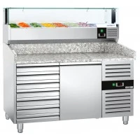 Холодильний стіл для піци PREMIUM - 1,5 x 0,8 m - 1 двері та 7 шухляд GGM Gastro