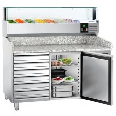 Холодильний стіл для піци PREMIUM - 1,5 x 0,8 m - 1 двері та 7 шухляд GGM Gastro