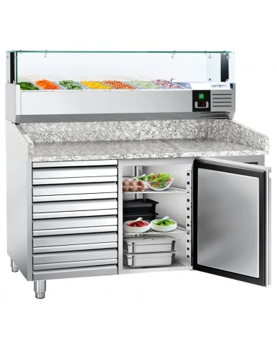 Холодильний стіл для піци PREMIUM - 1,5 x 0,8 m - 1 двері та 7 шухляд GGM Gastro