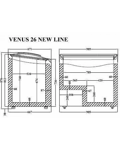VENUS NL 26 (240л) Морозильна скриня з гнутим розсувним склом CRYSTAL S.A. Греція